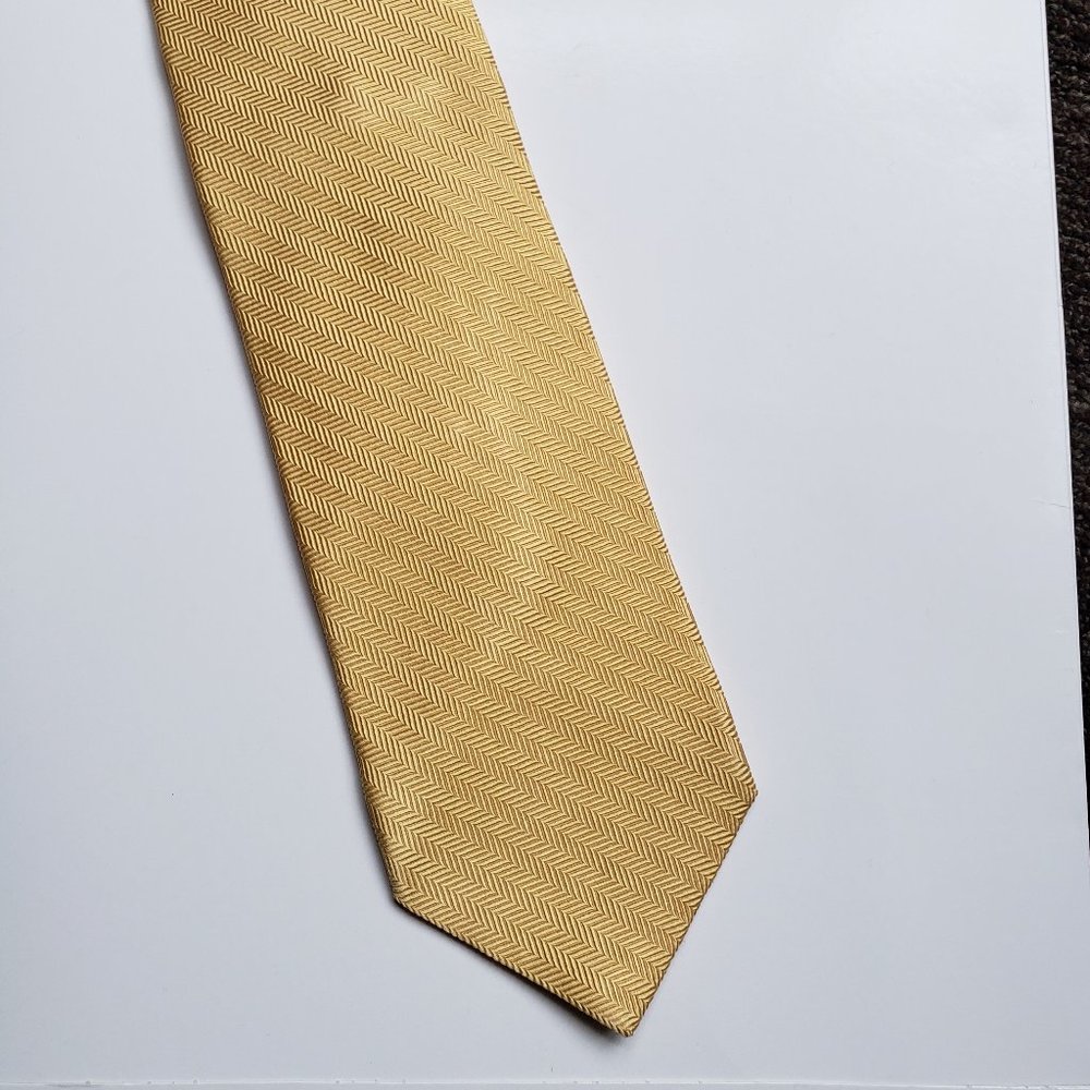 Men's Faconnable Plain Yellow Silk Tie